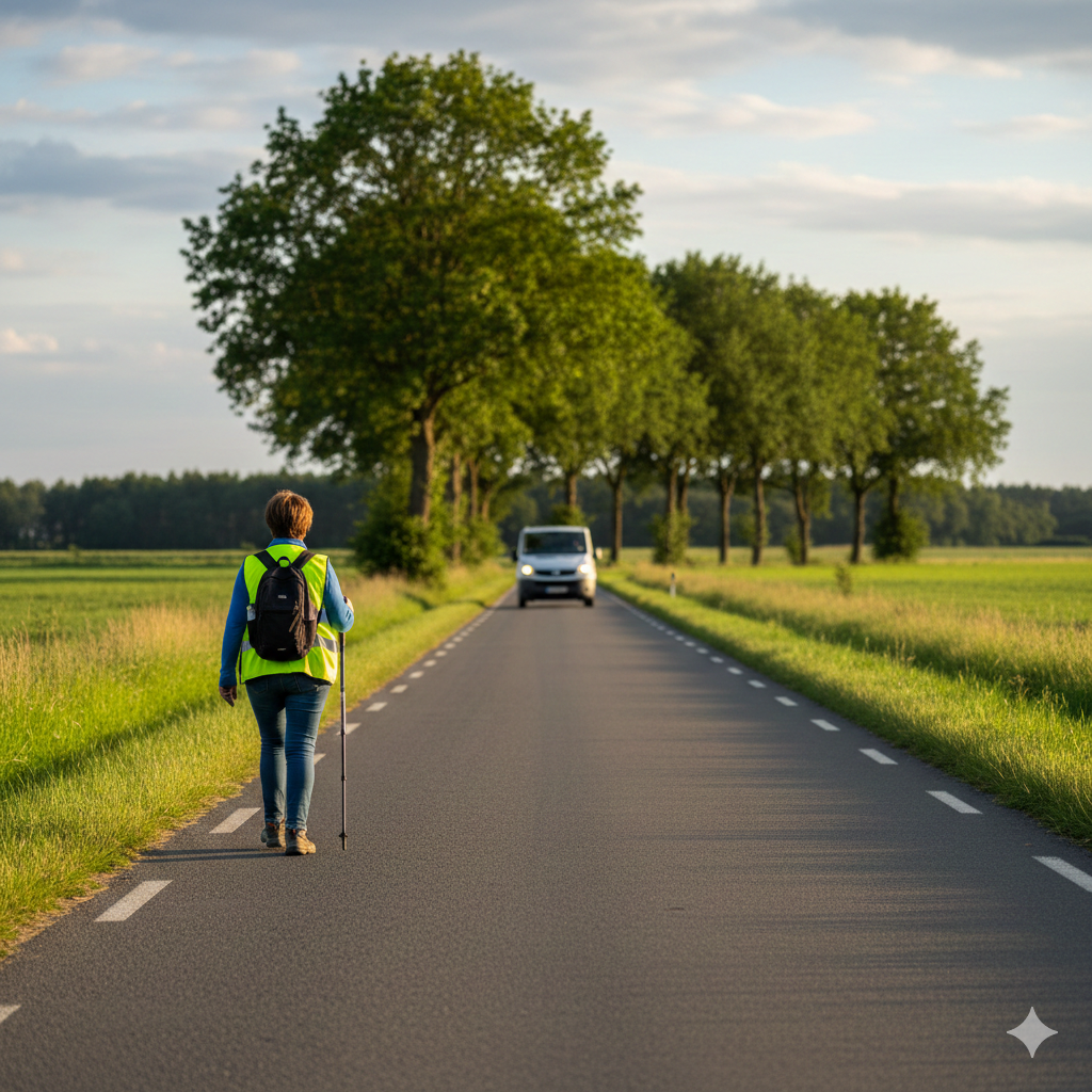 Piéton sur le bord de la chaussée
