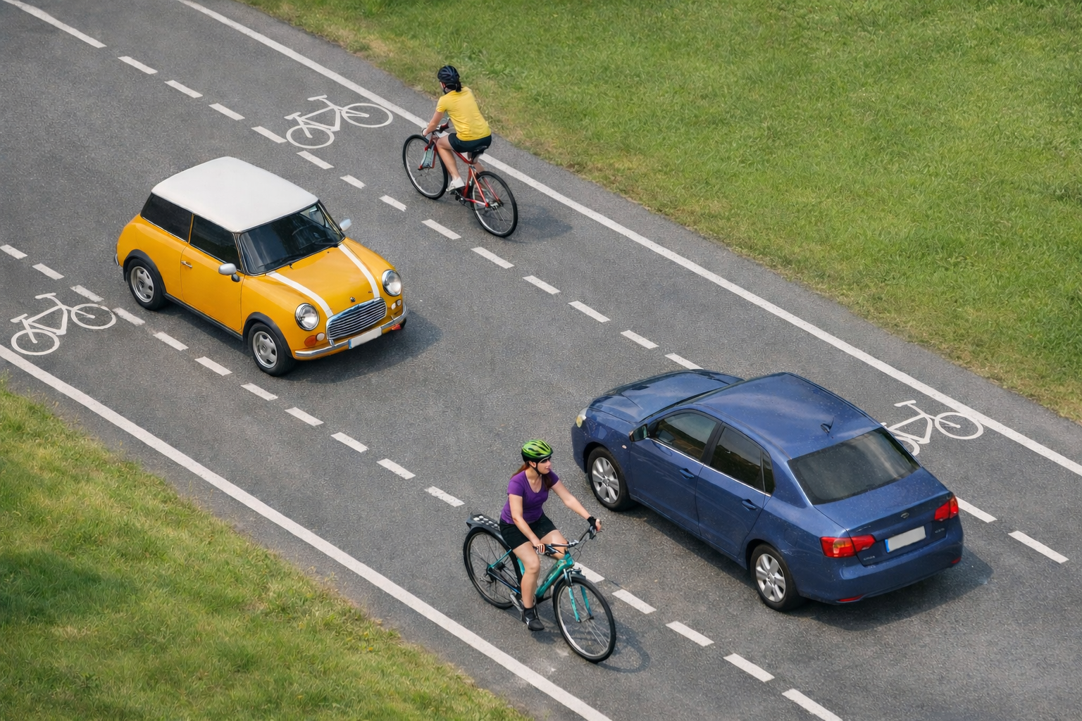 Manoeuvres sur chaussée à voie centrale : croisement et dépassement avec respect des distances latérales