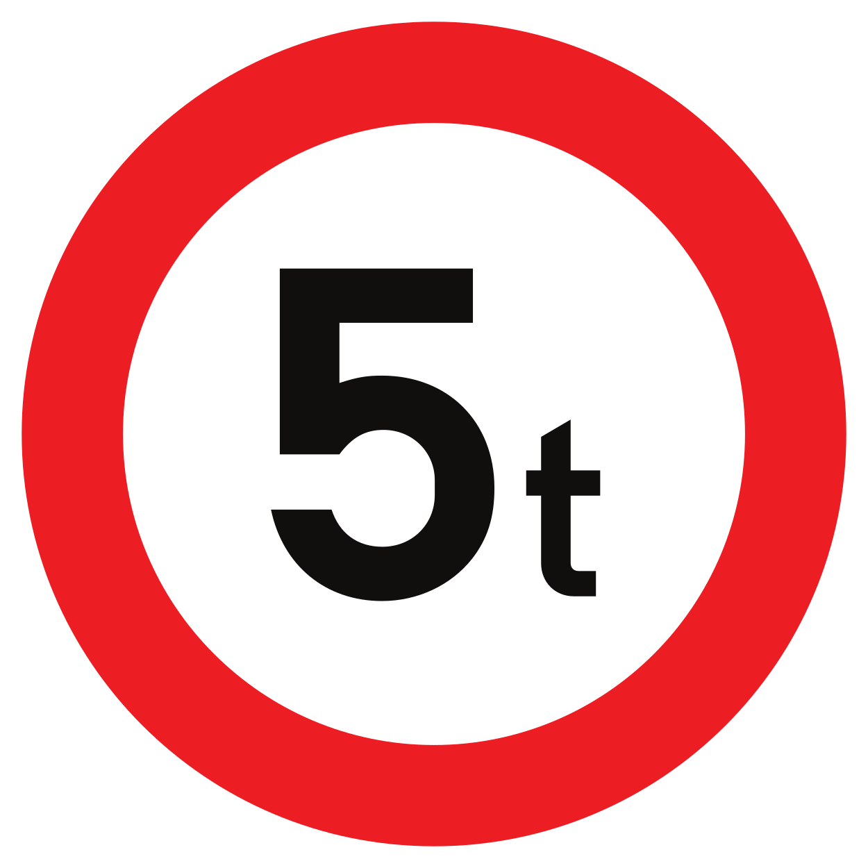 Accès interdit aux véhicules dont la MEC dépasse la masse indiquée