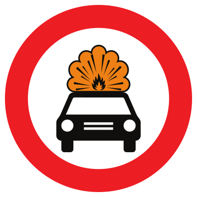 Accès interdit aux véhicules transportant les marchandises dangereuses inflammables ou explosives