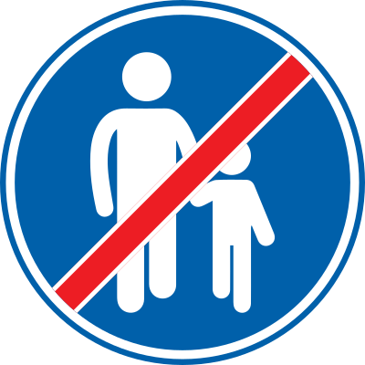 D14. Fin de la partie de la voie publique obligatoire pour les piétons