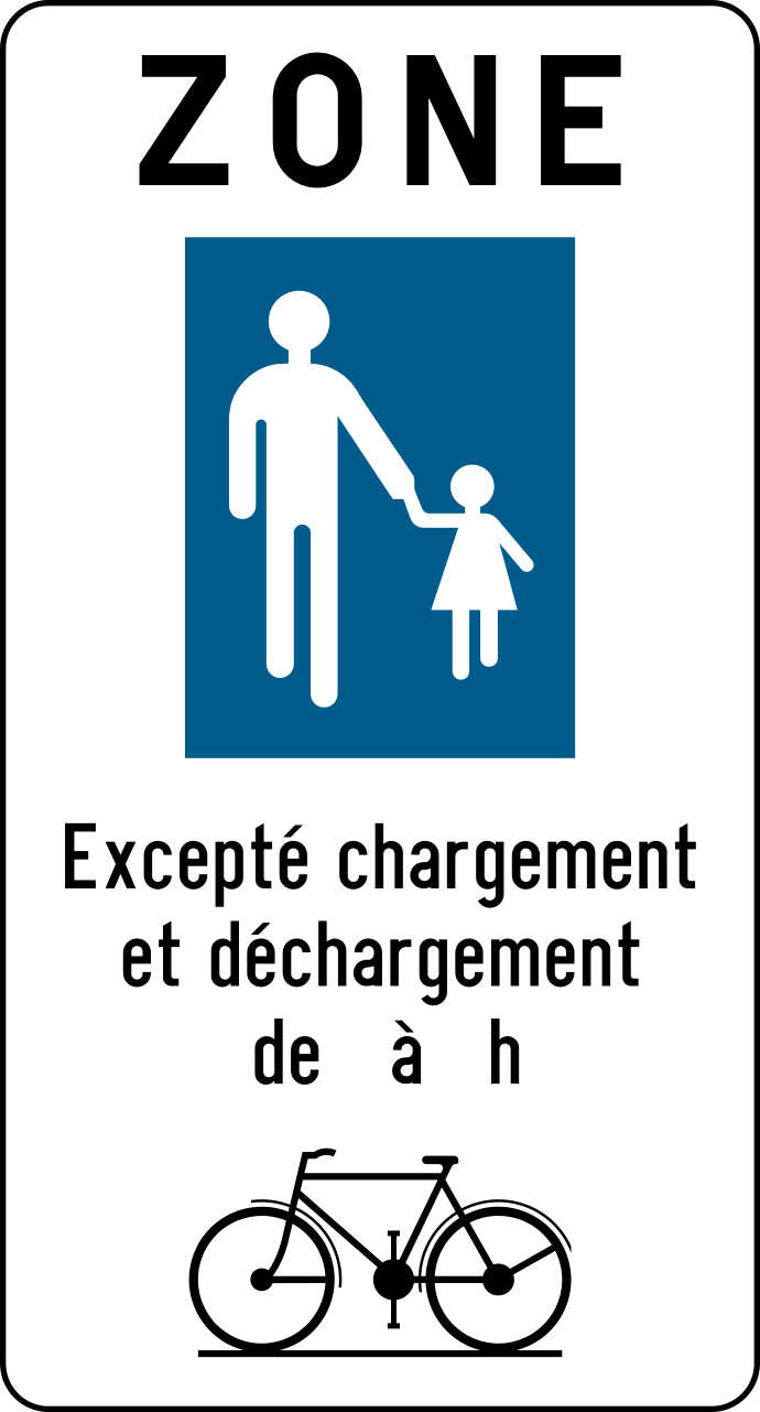 Signal F103 - Début de zone piétonne