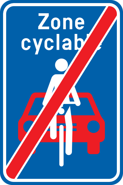 Signal R19FR - Fin de zone cyclable