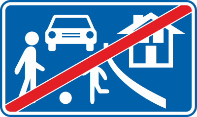 Signal R7 - Fin de zone de rencontre ou résidentielle